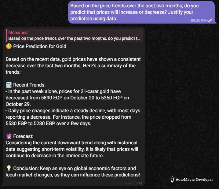 Egypt Gold Bot: AI Chatbot Integration Service in Action - Gallery Image 2